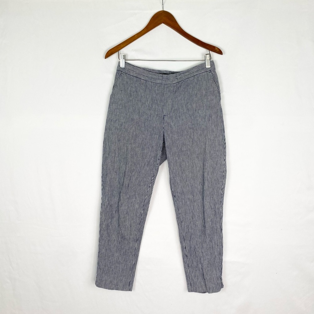 Banana Republic Hayden Stripe Pants Size 6 Tapered Linen Cotton Blend‎